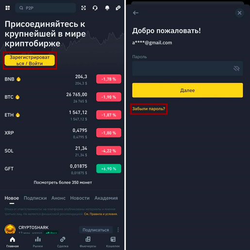 Интерфейс программы для смартфона