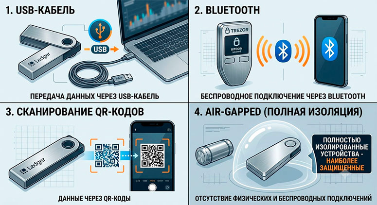 Способы передачи данных в холодных кошельках