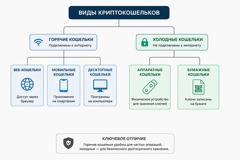 Различия горячих и холодных криптокошельков