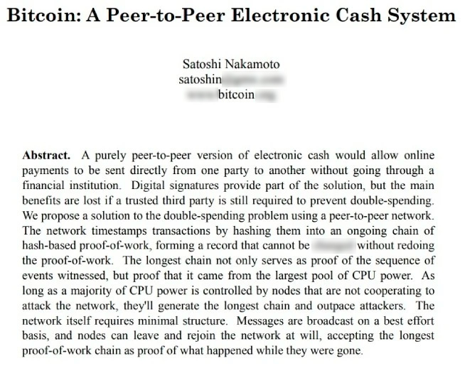 Официальный документ о биткоине, опубликованный Сатоши Накамото