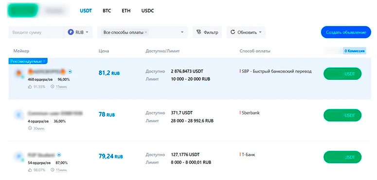 Одноранговая торговля на CEX
