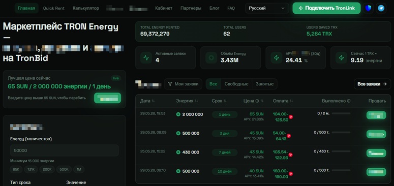 Маркетплейс TronBid