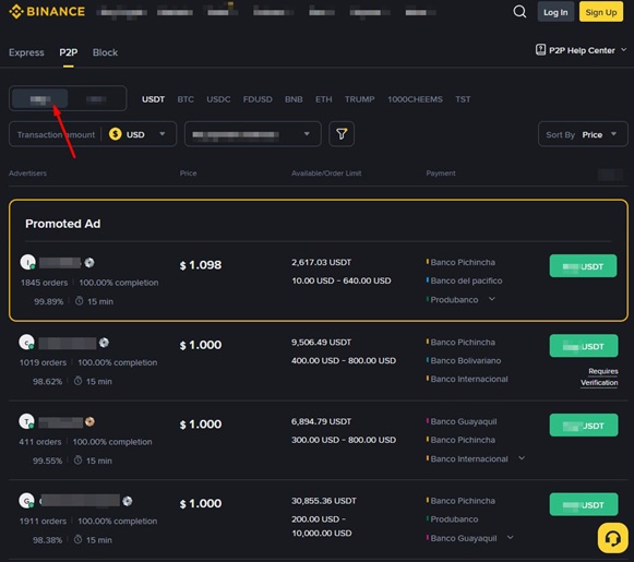 P2P на Бинансе