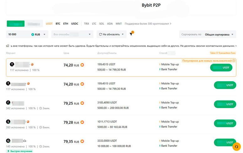 P2P на криптобирже