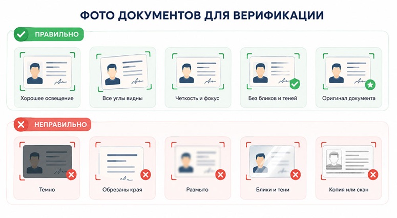 Фото документов для верификации