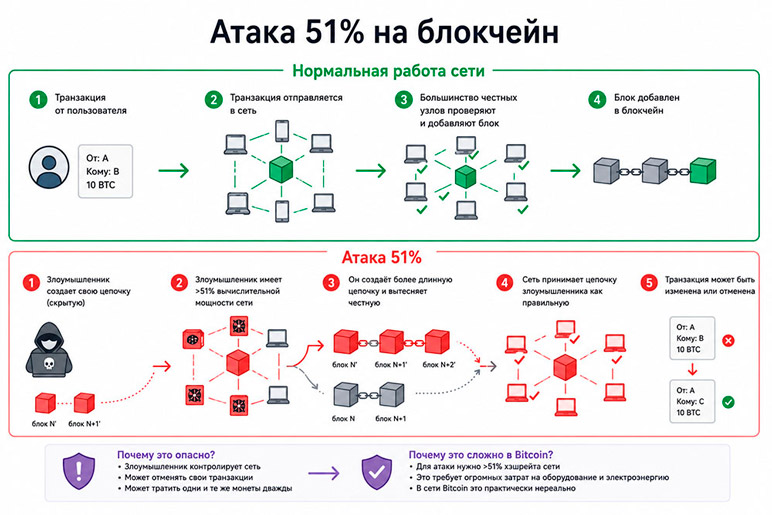 Атака 51% на блокчейн