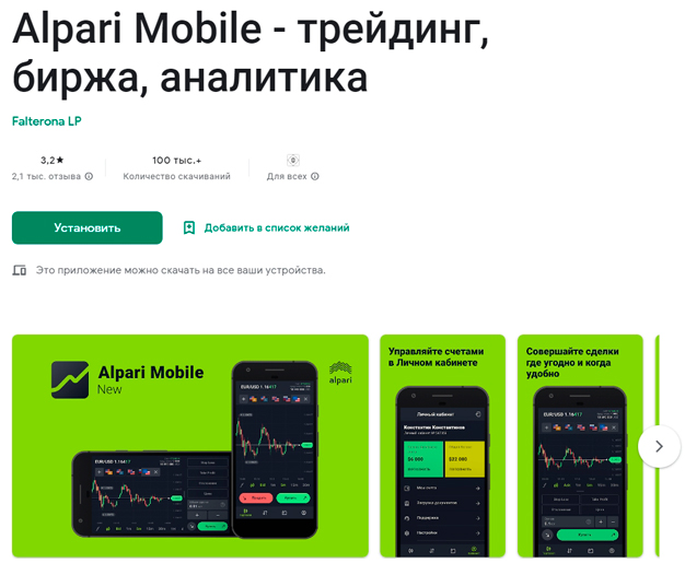 Платформа для трейдинга на Google Play