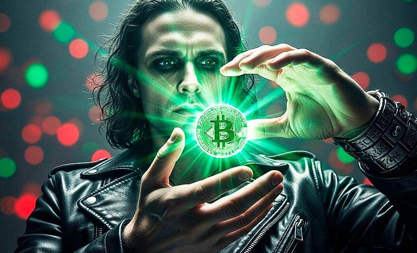 Человек биткоин зеленый