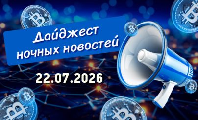 Дайджест криптовалютных новостей за ночь 22 июля 2026 года