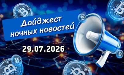Дайджест криптовалютных новостей за ночь 29 июля 2026 года