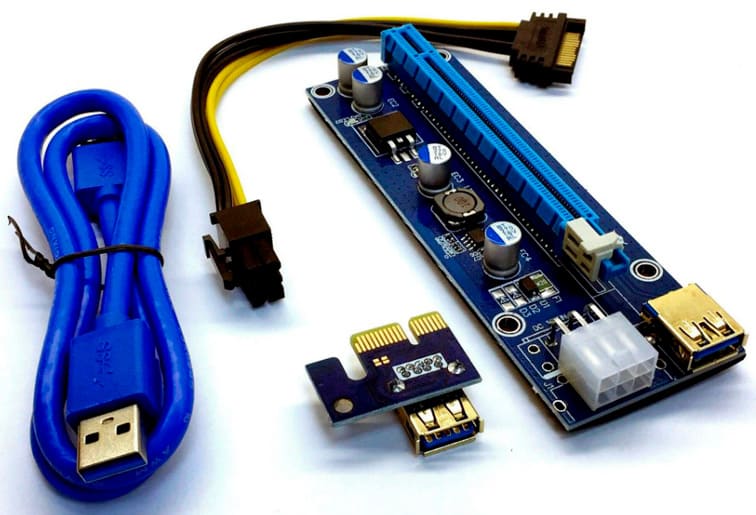 Пример переходника с PCI-Express x1 на PCI-Express x16