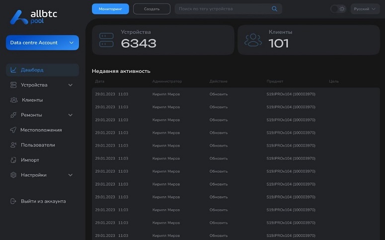 Криптодобыча All BTC Pool