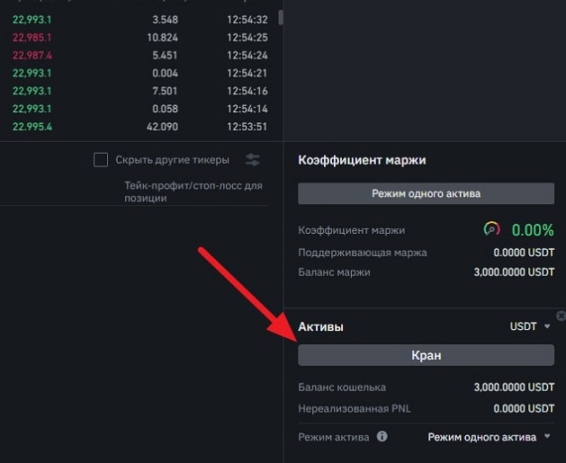 Внесение на баланс тестовых монет