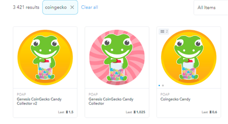 Пример карточек Coingecko