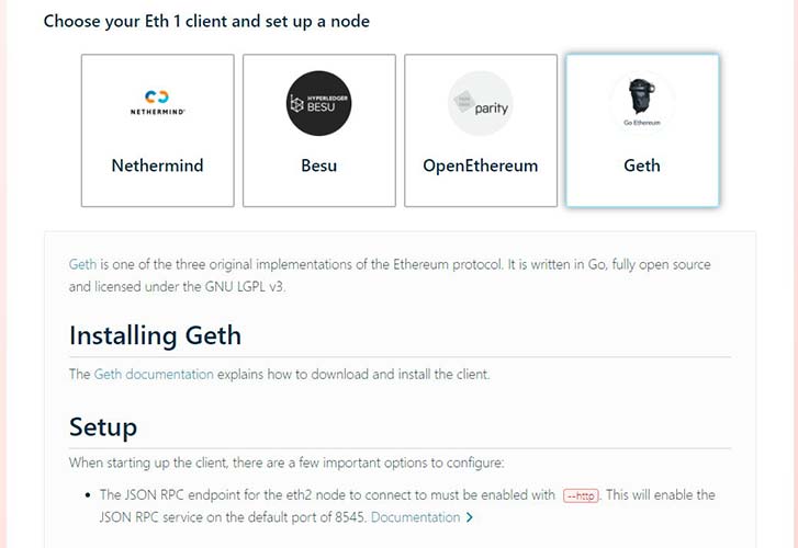 Выбор клиента ETH 1.0