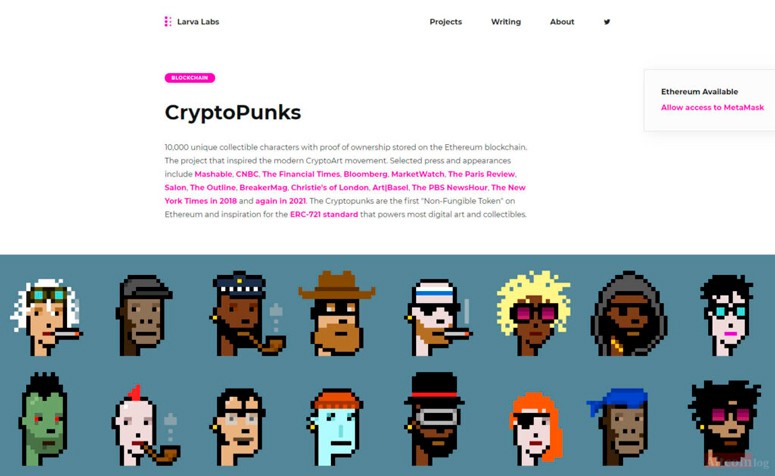 Продажа NFT на платформе Larva Labs