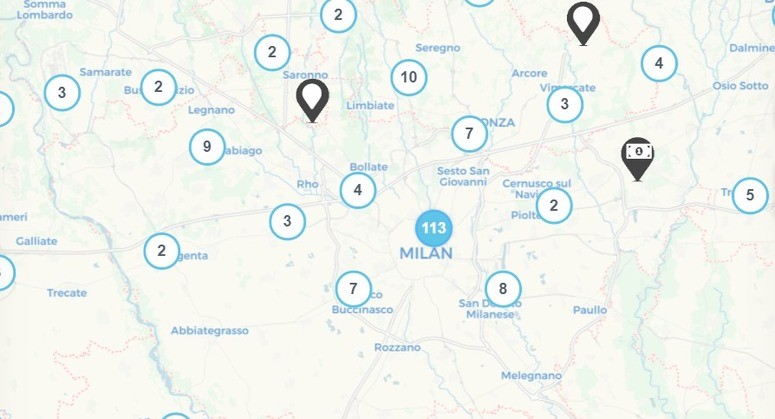 Карта пунктов приема BTC