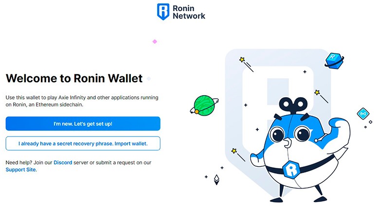 Регистрация кошелька Ronin