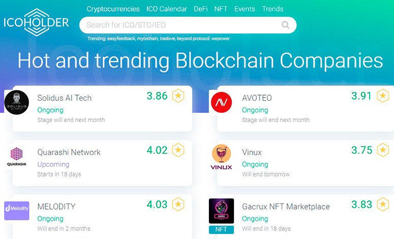 Сайт-трекер по новым проектам